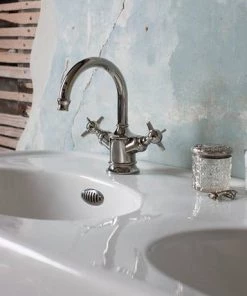 Arcade Highneck Monobloc Basin Mixer Tap - Nickel - Various Tap Head Options -Cheap Traditional Taps Store ARC14 D3 460