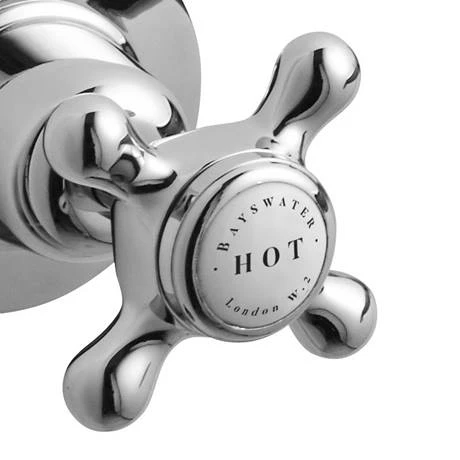 Bayswater White Crosshead Domed Collar 3 Tap Hole Wall Mounted Bath Filler 4 Bayswater White Crosshead Domed Collar 3 Tap Hole Wall Mounted Bath Filler - Image 2