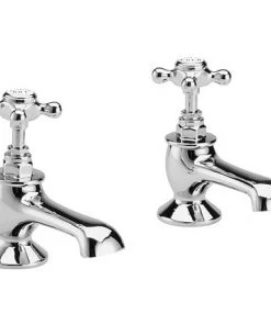 Bayswater White Crosshead Traditional Bath Taps