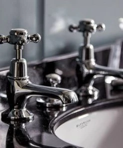 Bayswater White Crosshead Domed Collar Traditional Basin Taps -Cheap Traditional Taps Store BAYT201 D2 460