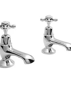 Bayswater White Crosshead Domed Collar Traditional Bath Taps