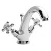 Bayswater White Crosshead Domed Collar Basin Mixer + Pop-Up Waste -Cheap Traditional Taps Store BAYT205 P
