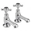 Bayswater Black Crosshead Domed Collar Traditional Basin Taps -Cheap Traditional Taps Store BAYT241 P