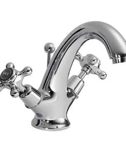 Bayswater Black Crosshead Domed Collar Basin Mixer + Pop-Up Waste