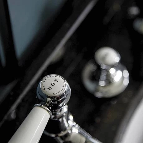 Bayswater White Lever Domed Collar Traditional Basin Taps 6 Bayswater White Lever Domed Collar Traditional Basin Taps - Image 4