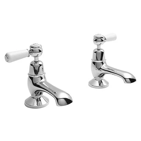 Bayswater White Lever Domed Collar Traditional Basin Taps 3 Bayswater White Lever Domed Collar Traditional Basin Taps