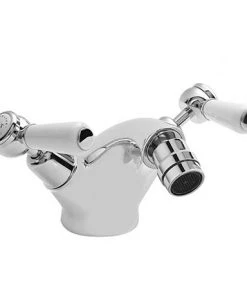 Bayswater White Lever Domed Collar Mono Bidet Mixer + Pop-Up Waste