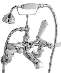 Bayswater White Lever Domed Collar Wall Mounted Bath Shower Mixer