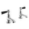Bayswater Black Lever Domed Collar Traditional Basin Taps -Cheap Traditional Taps Store BAYT341 PN