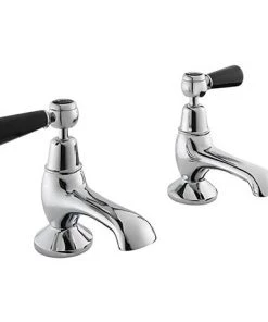 Bayswater Black Lever Domed Collar Traditional Bath Taps