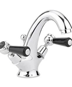 Bayswater Black Lever Domed Collar Mono Basin Mixer + Pop-Up Waste