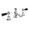 Bayswater Black Lever Domed Collar 3 Tap Hole Deck Basin Mixer + Pop-Up Waste -Cheap Traditional Taps Store BAYT347 P