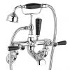 Bayswater Black Lever Domed Collar Wall Mounted Bath Shower Mixer -Cheap Traditional Taps Store BAYT350 P