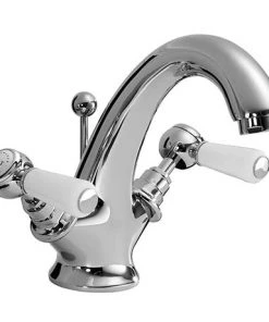 Bayswater White Lever Mono Basin Mixer + Pop-Up Waste