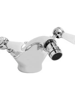 Bayswater White Lever Mono Bidet Mixer + Pop-Up Waste
