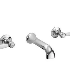 Bayswater White Lever 3 Tap Hole Wall Mounted Bath Filler