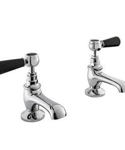 Bayswater Black Lever Traditional Basin Taps