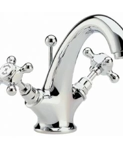 Hudson Reed Topaz Crosshead Mono Basin Mixer + Pop-Up Waste - Chrome - BC305
