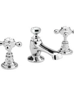 Hudson Reed Topaz 3 Tap Hole Basin Mixer w/ Pop-Up Waste - Chrome - BC307HX