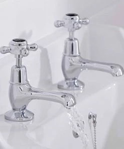 Hudson Reed Topaz Black Basin Taps - Chrome - BC401HX -Cheap Traditional Taps Store BC401HX d1 460