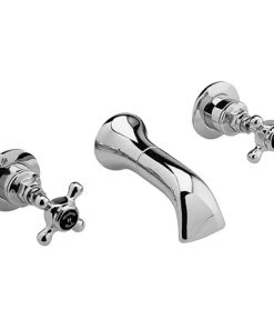 Hudson Reed Topaz Black 3 Tap Hole Wall Mounted Basin Mixer - BC417HX