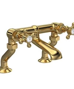 Hudson Reed Brushed Brass Topaz Crosshead Deck Mounted Bath Filler - BC803HX