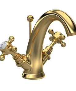 Hudson Reed Brass Topaz Crosshead Mono Basin Mixer w. Pop-Up Waste - BC805HX