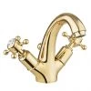 Crosswater Belgravia Unlacquered Brass Crosshead Highneck Monobloc Basin Tap with Pop-up Waste - BL112DPQ