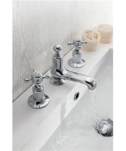 Crosswater - Belgravia Crosshead 3 Tap Hole Basin Mixer - BL130DPC -Cheap Traditional Taps Store BL130DPC D1 375
