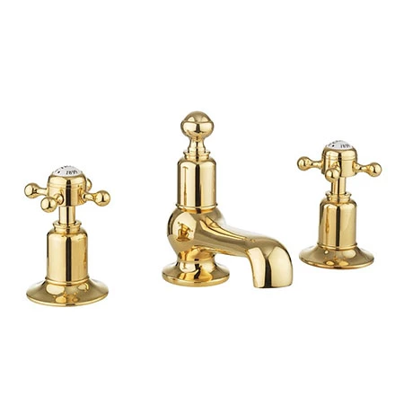 Crosswater Belgravia Unlacquered Brass Crosshead 3 Tap Hole Basin Mixer - BL130DPQ 3 Crosswater Belgravia Unlacquered Brass Crosshead 3 Tap Hole Basin Mixer - BL130DPQ