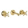 Crosswater Belgravia Unlacquered Brass Crosshead Wall Mounted 3 Hole Set Basin Mixer - BL131WNQ