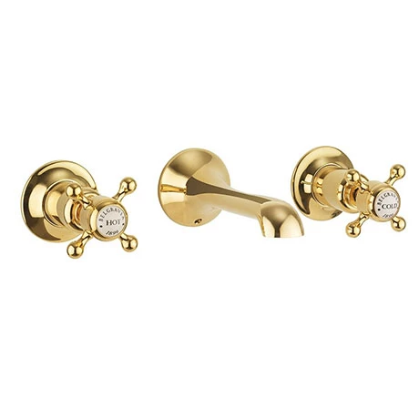 Crosswater Belgravia Unlacquered Brass Crosshead Wall Mounted 3 Hole Set Basin Mixer - BL131WNQ 3 Crosswater Belgravia Unlacquered Brass Crosshead Wall Mounted 3 Hole Set Basin Mixer - BL131WNQ