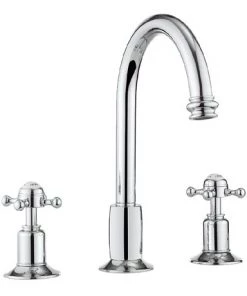 Crosswater - Belgravia Crosshead 3 Tap Hole Tall Basin Mixer with Pop-up Waste - BL135DPC