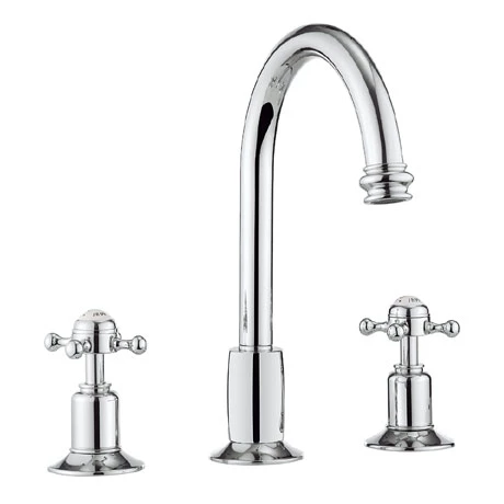 Crosswater - Belgravia Crosshead 3 Tap Hole Tall Basin Mixer with Pop-up Waste - BL135DPC 3 Crosswater - Belgravia Crosshead 3 Tap Hole Tall Basin Mixer with Pop-up Waste - BL135DPC