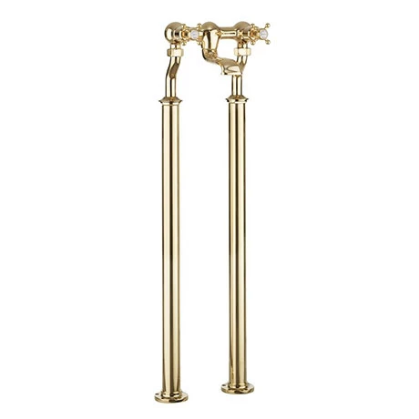 Crosswater Belgravia Unlacquered Brass Crosshead Floor Mounted Freestanding Bath Filler 3 Crosswater Belgravia Unlacquered Brass Crosshead Floor Mounted Freestanding Bath Filler