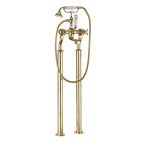Crosswater Belgravia Unlacquered Brass Crosshead Floor Mounted Freestanding Bath Shower Mixer 3 Crosswater Belgravia Unlacquered Brass Crosshead Floor Mounted Freestanding Bath Shower Mixer