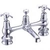 Burlington Anglesey Regent - Chrome 2 Tap Hole Bridge Basin Mixer with Plug & Chain - ANR10