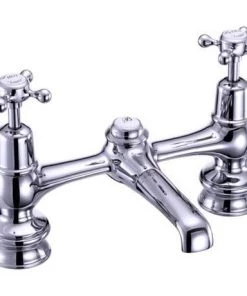 Burlington Claremont Regent - Chrome 2 Tap Hole Bridge Basin Mixer with Plug & Chain - CLR10 -Cheap Traditional Taps Store BUR CLR10 VERY LARGE ALT2 375