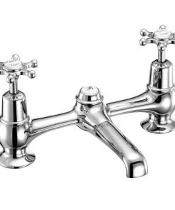 Burlington - Birkenhead 2 Tap Hole Bridge Basin Mixer with Plug & Chain - BI10 -Cheap Traditional Taps Store Burlington Birkenhead 2 Tap Hole Bridge Basin Mixer with Plug Chain BI10 d1 460