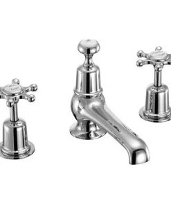 Burlington Birkenhead Chrome 3TH Basin Mixer with Pop Up Waste - BI12