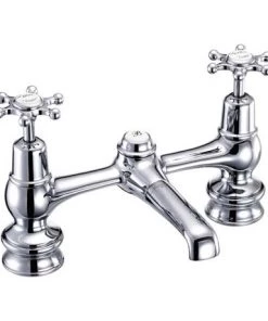 Burlington Birkenhead Regent Chrome 2 Tap Hole Bridge Basin Mixer with Plug and Chain - BIR10
