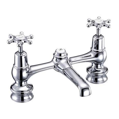 Burlington Birkenhead Regent Chrome 2 Tap Hole Bridge Basin Mixer with Plug and Chain - BIR10 3 Burlington Birkenhead Regent Chrome 2 Tap Hole Bridge Basin Mixer with Plug and Chain - BIR10