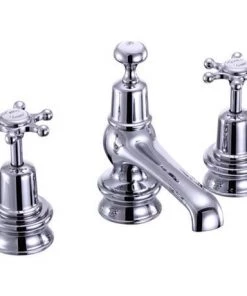Burlington Birkenhead Regent Chrome 3 Tap Hole Basin Mixer with Pop-Up Waste - BIR12