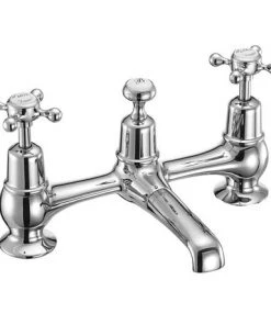 Burlington Claremont - Chrome 2 Tap Hole Bridge Basin Mixer with Plug & Chain - CL10