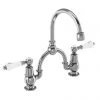 Burlington - Kensington 2TH Bridge Curved Spout Basin Mixer (230mm centers) w Plug & Chain