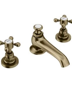 Chatsworth 1928 Antique Brass 3TH Crosshead Basin Mixer Tap + Waste -Cheap Traditional Taps Store CH3BASBRA d4 460