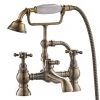 Chatsworth 1928 Antique Brass Crosshead Bath Shower Mixer Tap with Shower Kit -Cheap Traditional Taps Store CHBSMBRA p