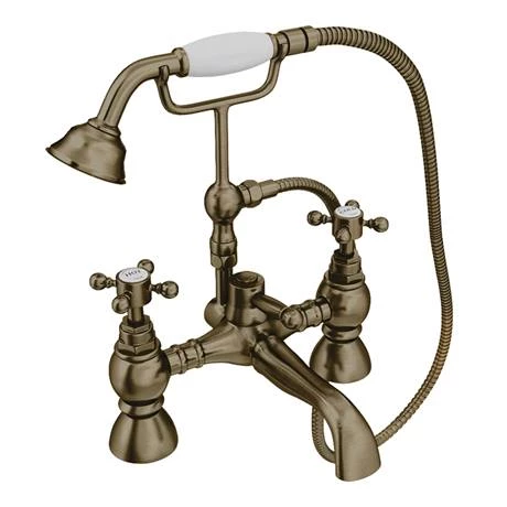 Chatsworth 1928 Antique Brass Crosshead Freestanding Bath Shower Mixer Tap 6 Chatsworth 1928 Antique Brass Crosshead Freestanding Bath Shower Mixer Tap - Image 4