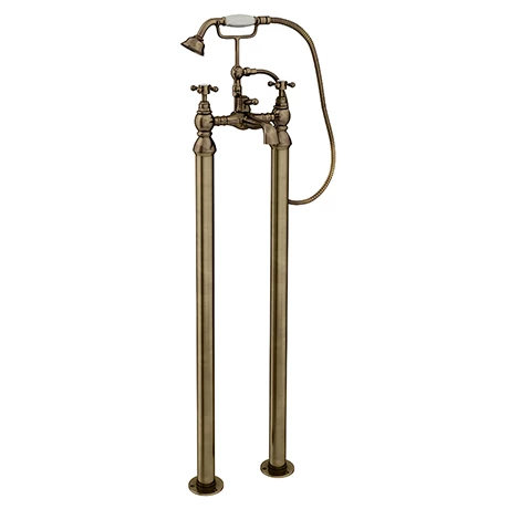 Chatsworth 1928 Antique Brass Crosshead Freestanding Bath Shower Mixer Tap 3 Chatsworth 1928 Antique Brass Crosshead Freestanding Bath Shower Mixer Tap