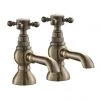 Chatsworth 1928 Antique Brass Crosshead Pillar Bath Taps -Cheap Traditional Taps Store CHPBTBRA p